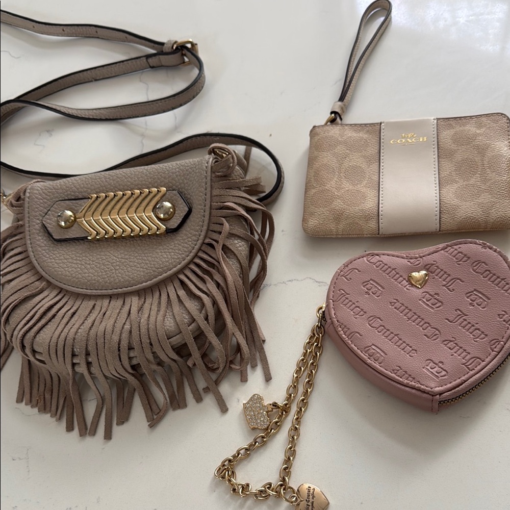 Juicy Couture, Coach, and no name purse bundle! Pink, ivory, and light tan.